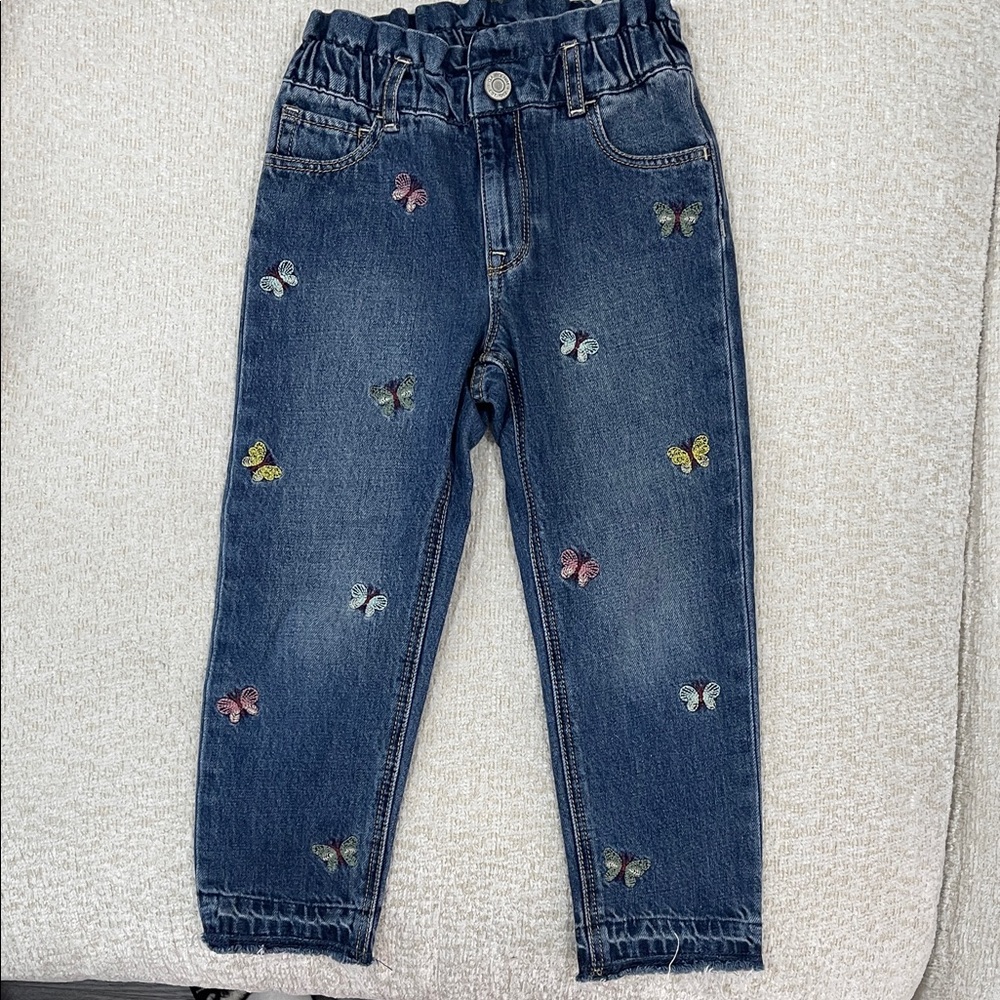 Butterfly Embroidered Kids Denim Jeans